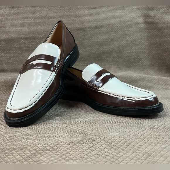 LOFT Shoes - LOFT Women’s size 7 Chocolate and White Two Tone Penny Loafers New Without Box